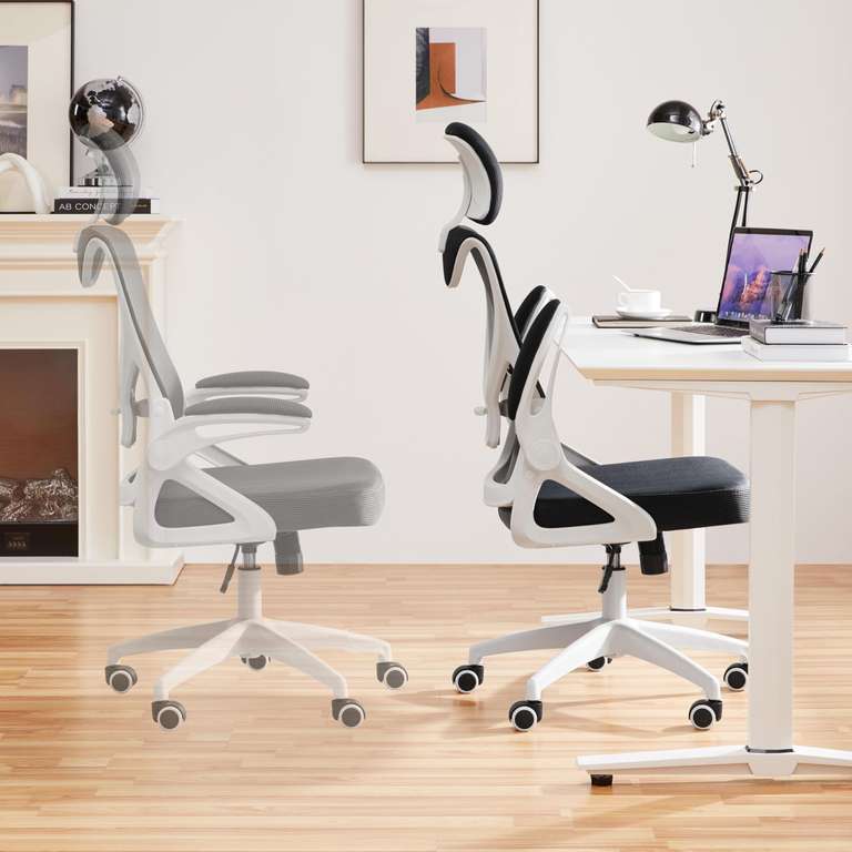 Yaheetech Computer Desk Chair, Ergonomic with Arms and Height Adjustable Back Support w/voucher sold by Yaheetech UK