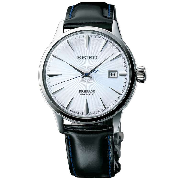SEIKO PRESAGE Men's Black Leather Automatic Cocktail Watch SRPB43J1
