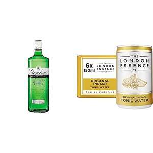 Gordons Special London Dry Gin, 1 Litre with The London Essence Co. Indian Tonic, 6 x 150ml Cans