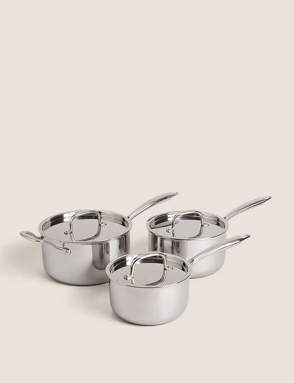 M&S Collection 3 Piece Tri Ply Pan Set - £70 @ Marks & Spencer