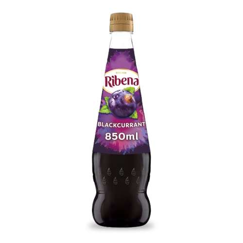 Ribena Blackcurrant Squash 850ml Real British Blackcurrants; Rich in Vitamin C; No Artificial Colours or Flavours - with Voucher