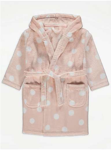 Girls Light Pink Spot Dressing Gown (Sizes 1.5 - 16 Years) Prices from £4 + Free C&C (Extra 10% off via George Reward Points Exchange)