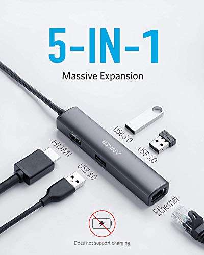 Anker USB C Hub Adapter, 5-in-1 USB C Adapter with 4K USB C to HDMI, £35.69 sold by Anker Direct @ Amazon