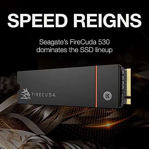 Seagate FireCuda 530, 2 TB, Internal SSD, M.2 PCIe Gen4 ×4 NVMe 1.4, transfer speeds up to 7300 MB/s, 3D TLC NAND, 2550 TBW, Heatsink