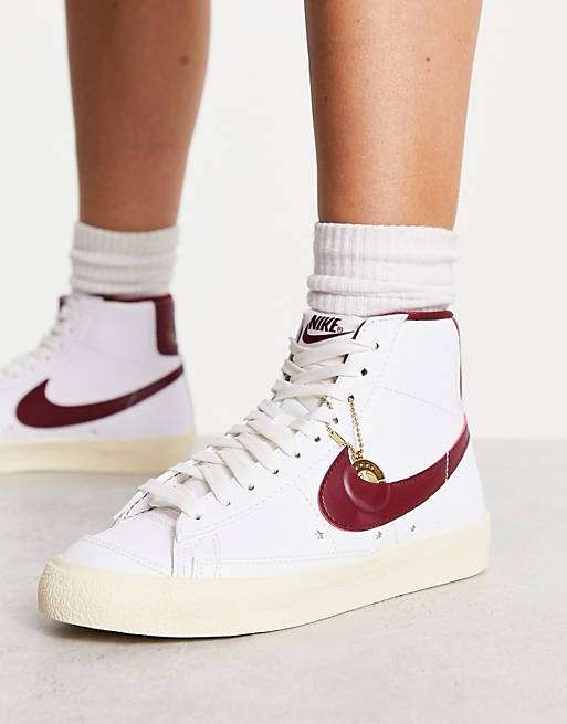 Nike Blazer Mid '77 trainers in white and burgundy, Limited Sizes - w ...