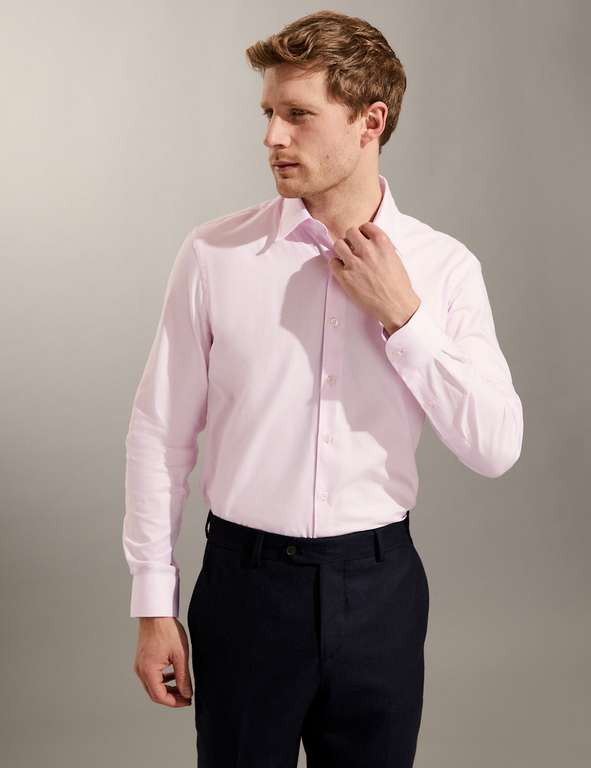 JAEGER Regular Fit Pure Cotton Shirt (Pale Pink) - £14 (Free Click & Collect) @ Marks & Spencer
