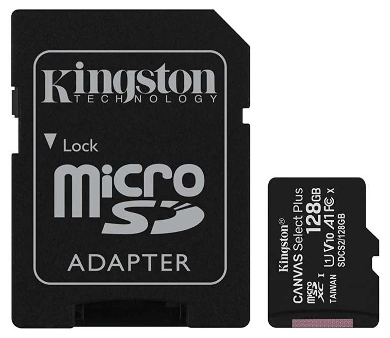 128GB - Kingston Canvas Select Plus microSD Card A1 U1 V10 C10 100MB/s £5.89 delivered (UK Mainland) sold by Ebuyer @ Amazon