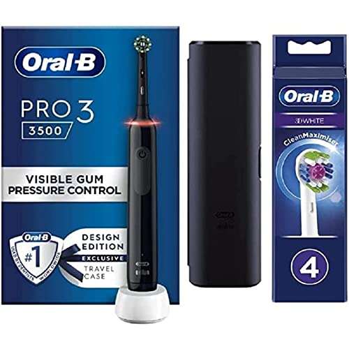Oral-B Pro 3 3500 Electric Toothbrush with Smart Pressure Sensor & Travel Case + 4 Refills (bundle offer) - £26.99 @ Amazon