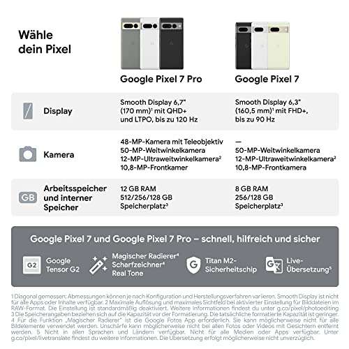 Google Pixel 7 - Unlocked Android Smartphone with Wide Angle Lens - 128GB - snow £472.05 (Cheaper with fee free card) @ Amazon DE