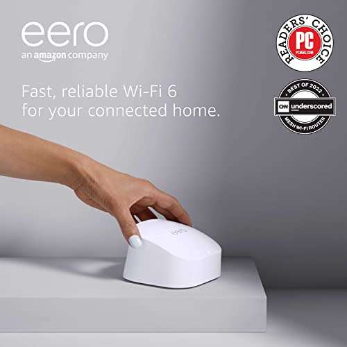 Amazon eero 6 mesh Wi-Fi router | 900 Mbps Ethernet | Coverage up to 140 m2 | Connect 75+ devices | 1-Pack | 2021 release