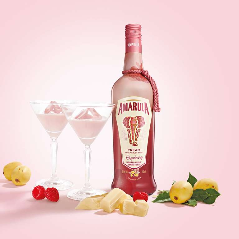 Amarula Raspberry, Chocolate and African Baobab Cream Liqueur 15.5% ABV 70cl w / voucher