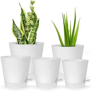 OGIMA Indoor Flower Pots, Self Watering Planters with Drainage Holes 5 pack - Sold by M&Y TECHNOLOGY FBA