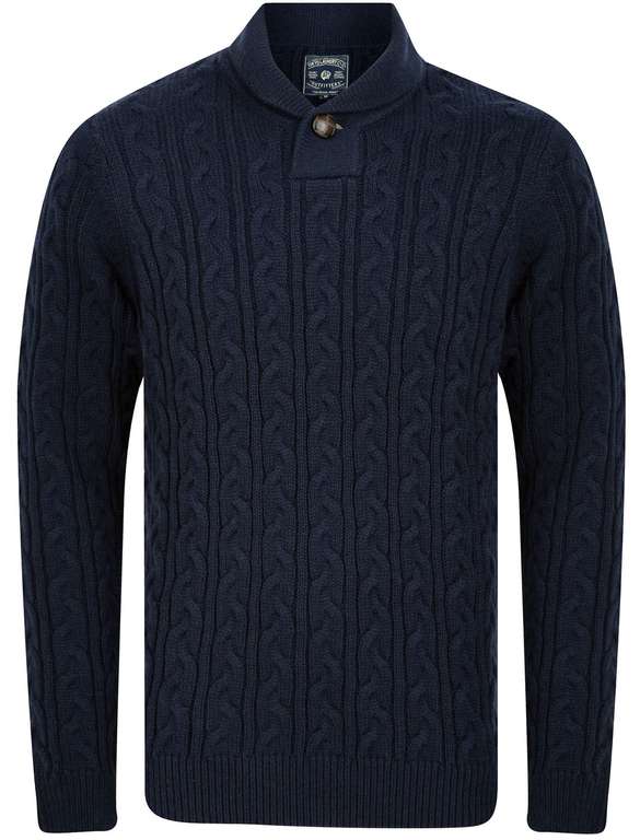 Men’s Wool Blend Shawl Neck Cable Knit Jumper For £17.99 With code + £2.49 delivery @ Tokyo Laundry