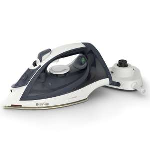 Breville Turbo Charge Cordless Iron | 2600W | Fast Charging & Heat Up | 130g Steam Shot | 260ml Water Tank | Blue & White