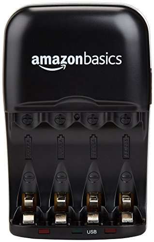 Amazon Basics 4 Slot Ni-MH AA & AAA Battery Charger with Indicator LEDs, with USB Port - £10 @ Amazon
