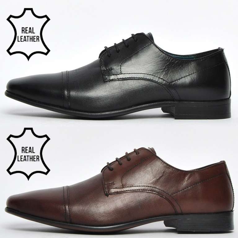 REAL LEATHER - Red Tape Banks II Mens Formal Dress Work Oxford Smart Shoes - Express Trainers