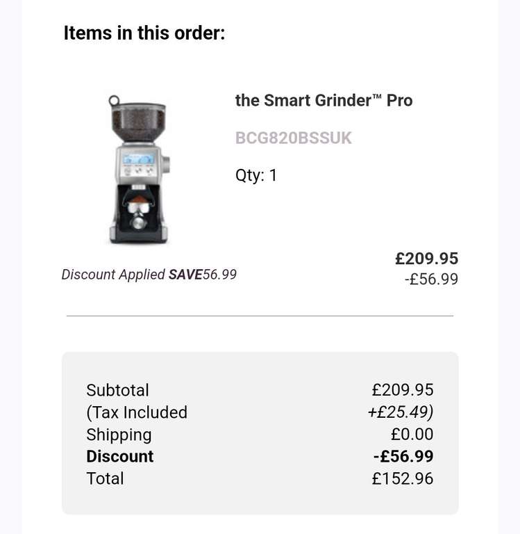 Sage the Smart Grinder Pro (Possible 15% Off Discount Code)