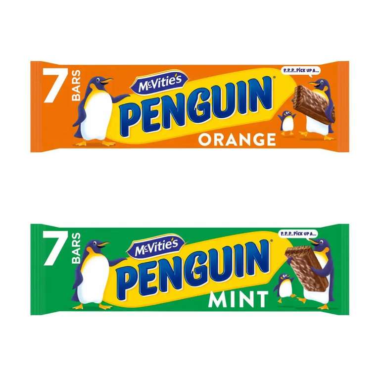 Mcvitie's Penguin Biscuit Bars 7 Pack (Orange / Mint Chocolate) (Nectar Price)