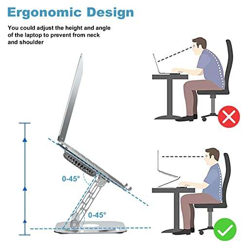 WQilpp Laptop Stand For Desk Adjustable, Laptop Stand Aluminum Alloy Rotating Bracket with Laptop Cooling Pad £21.75 at Amazon