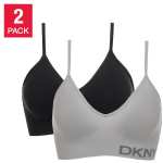 DKNY Women's Seamless Bralette, 2 Pack in Black/Grey or Nude/White in Sizes S-XL