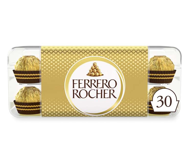 Ferrero Rocher Pralines, Hazelnut Covered in Milk Chocolate and Nuts - Box of 30 (375g)