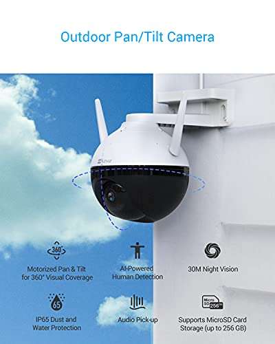EZVIZ Security Camera Outdoor PTZ CCTV WiFi 1080P, Pan/Tilt/Zoom with APP - £45.99 Sold by Ezviz Direct Dispatched from Amazon