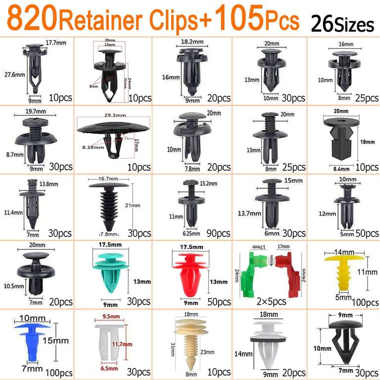 925 Car Bumper Retainer Clips Rivets Fasteners Tailgate Handle Rod Clip, 5 x Fasterner Removal Tools sold by Ulor FBA
