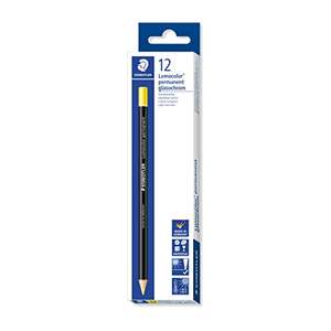STAEDTLER 108 20-1 Lumocolor Glasochrom Permanent Dry-Marker Pencil - Yellow (Box of 12) - £2.52 @ Amazon