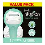WILKINSON SWORD - Intuition Sensitive Care Razor and Blades For Women | Pack of 6 Razor Blade Refills and Handle