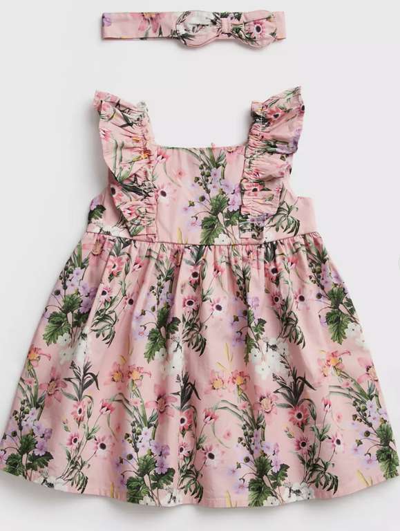 Pink Floral Print Baby Girl's Dress & Headband - up to 24 months Free C&C