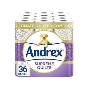 Andrex Supreme Quilts Quilted Toilet Paper - 36 Toilet Roll Pack - 25% Thicker (£17.10 S&S)