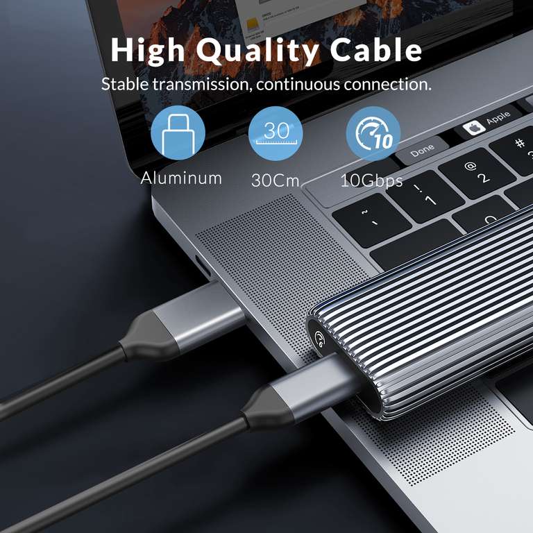 ORICO Tool Free Aluminum M2 NVMe SSD Enclosure 10Gbps NVMe with 2in1 USB Cable With Code @ Orico Official Store