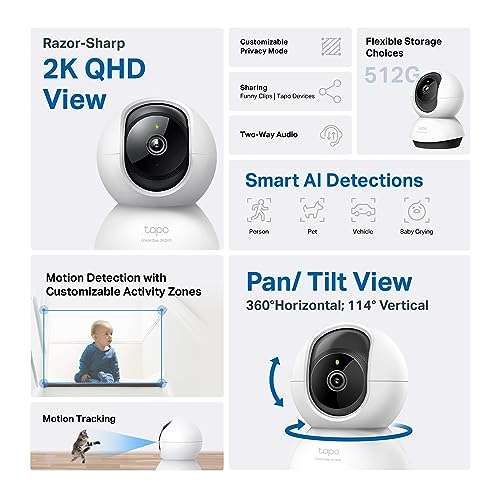 Tapo 2K QHD Indoor Pan/Tilt Wi-Fi Security Camera