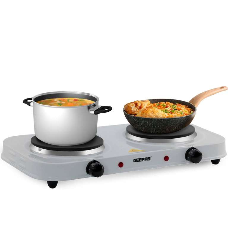 Geepas Universal Electric Countertop Double Hot Plate - Cast Iron Build 2000w - 2 Year Warranty -£20.69 Delivered With Codes @ Geepas