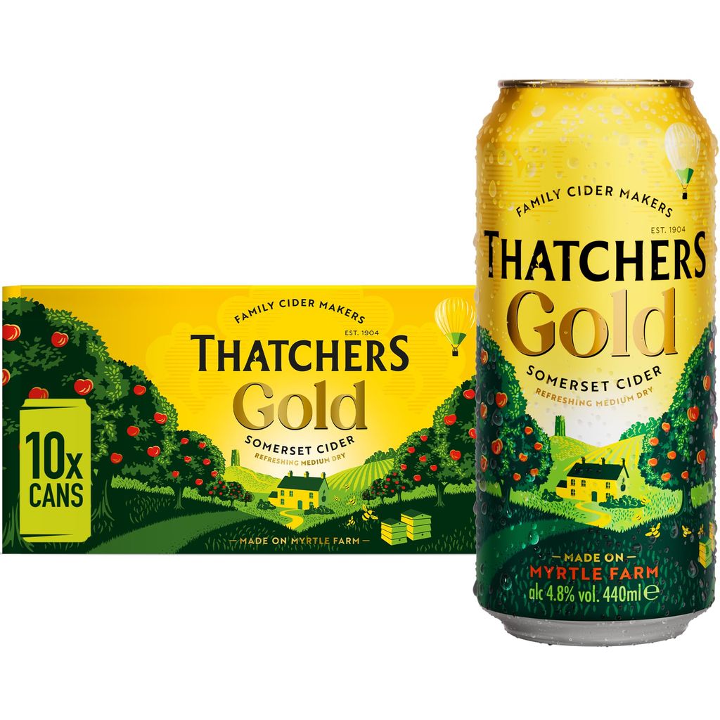 Thatchers Gold - 10 x 440ml Cans, Smooth, Medium-Dry Apple Ciders - W/Voucher - £7.45 / £6.55 S&S