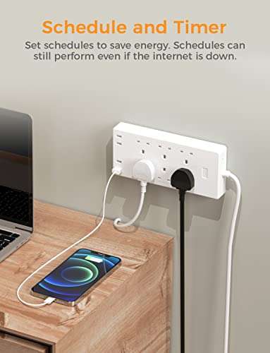 Smart Power Strip, 6 AC Outlets, 4 USB charging ports, Surge Protected, 1.8m Extension lead, HomeKit / Alexa / Google Assistant