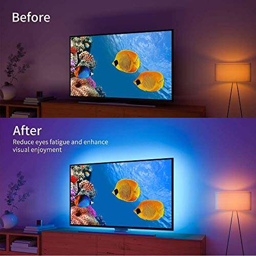 TV LED Backlight with App Control, RGB LED Strip Light, USB Powered, Adjustable Lighting Kit for 40-60in TV (4pcs x 50cm) - Sold by Govee UK