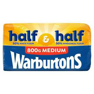 Warburtons Half And Half Medium Bread 800g