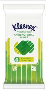 Kleenex Proactive Care Antibacterial Wipes 12 Pack now 50p with Free Click and Collect (limited stores) @ Wilko