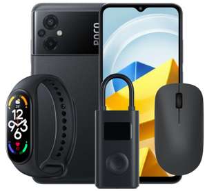 Xiaomi Poco M5 128GB Smartphone + Mi 1s Air Compressor + Mi Band 7 Smart Watch & Wireless Mouse Lite With New User Coupon