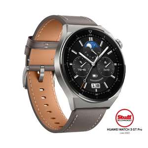HUAWEI WATCH GT 3 Pro Titanium body 46mm with ECG feature (Grey Leather or Black Fluoroelastomer strap) with code