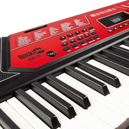 RockJam 61 Key Keyboard Piano with Pitch Bend Kit, Keyboard Stand, Piano  Bench, Headphones, Simply Piano App & Keynote Stickers : : Musical  Instruments