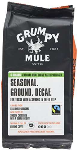 12x 227g Grumpy Mule Organic Seasonal Decaf Swiss Water Processed Ground Coffee with tastes of Smooth Chocolate, £12.20 @ Amazon