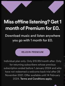 1 Month Free Spotify Premium - Previous Customers (T&C in description)