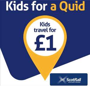 Up to 4 Kids travel for a quid (£1 Each) With An Adult Ticket