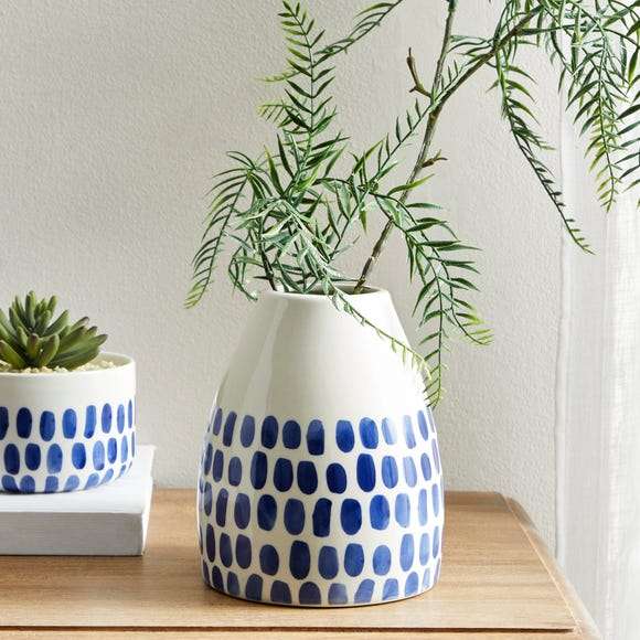 Coastal Ceramic Dots Vase - £3 + Free Click and Collect at selected stores @ Dunelm