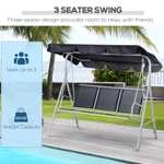 Outsunny Outdoor 3-Seater Swing Chair-Black