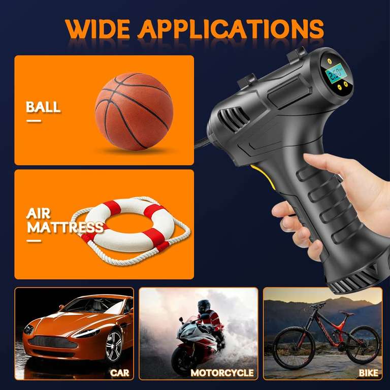 Electric Tyre Inflator Car Tyre Pump Air Compressor, 12V/120W/150PSI/10.5Bar sold by ConBlomi FB Amazon