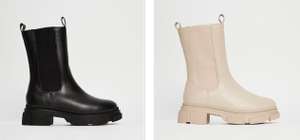 Missguided Faux Leather Chunky Ankle Boots black or cream £5 + £4.99 delivery at Studio