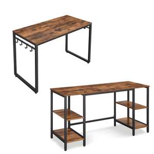 Rustic Office Desk With Hooks [120 x 60 x 75 cm] - £35.99 / Desk with 4 Shelves [137 x 55 x 75 cm] - £47.99 Delivered Using Code @ Songmics